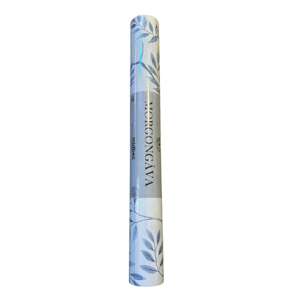 Anthropologie Morgongava Crossbill Light Blue Floral Bird Wallpaper NWT